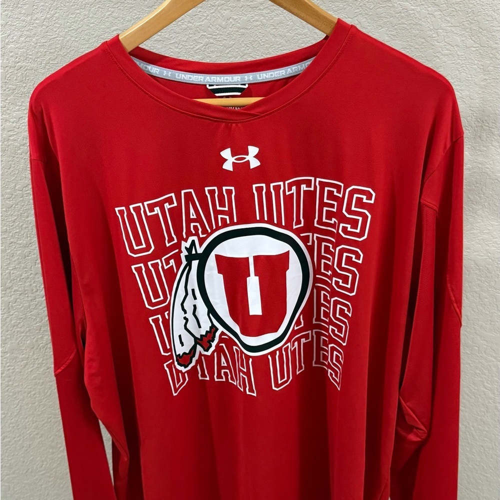 Utah Utes Under Armour HeatGear Long Sleeve Shirt Men's Red XXL Mens